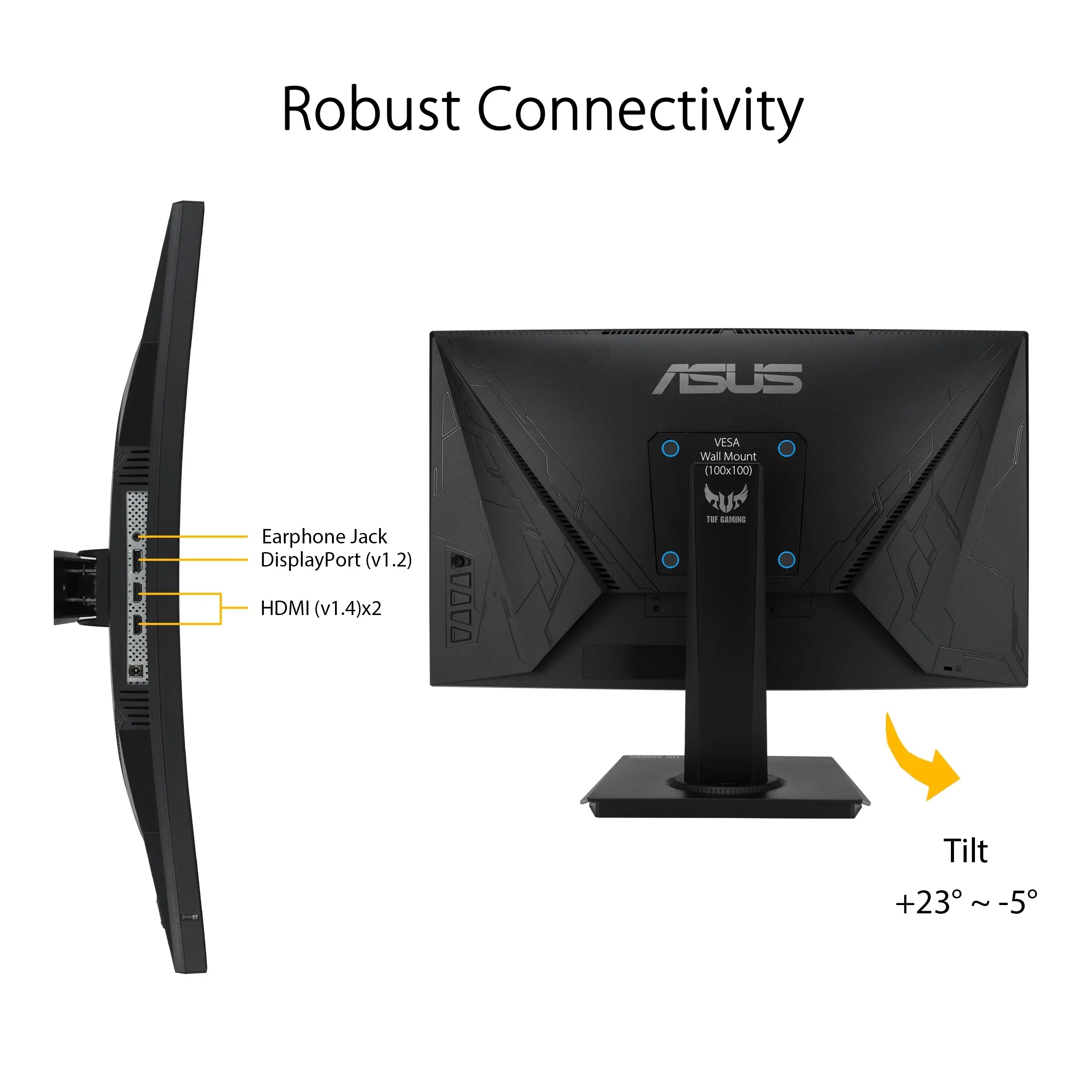 ASUS TUF Gaming 23.6" 1080P Curved Gaming Monitor, - Full HD, 165Hz, 1ms, Extreme Low Motion Blur, Adaptive-Sync, FreeSync Premium, Shadow Boost, VESA Mountable, DisplayPort, HDMI - VG24VQE