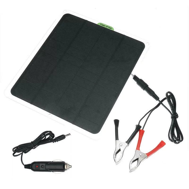 DFITO 22W Solar Panel,12V/5V Trickle Charger Battery Charger Kit W/ 2x Alligator clip,1x Cigarette lighter,2 Carabiners,1 mountaineering bag,1 Fast Charger,Maintainer Boat RV Car