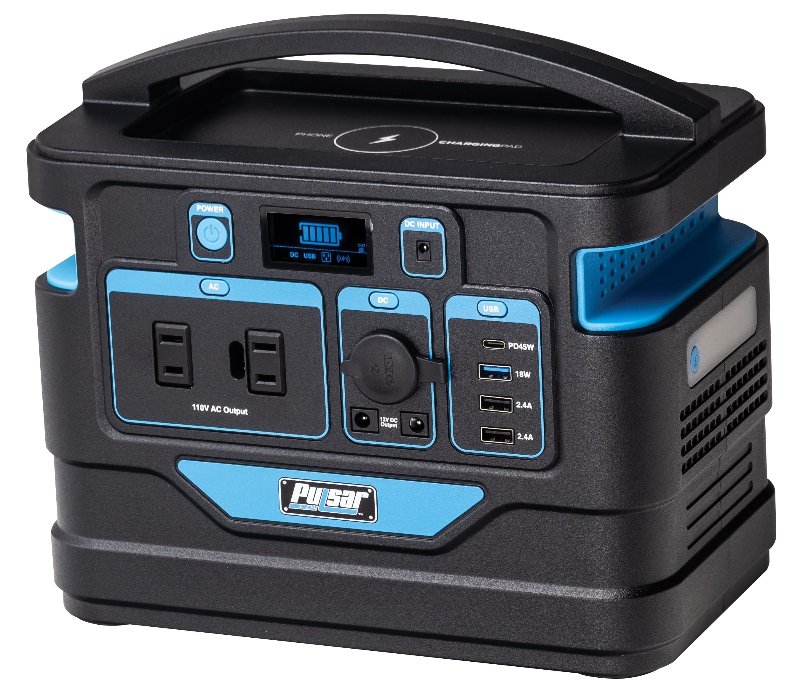 Pulsar 500 Watt Lithium-Ion Portable Power Station with LCD Display and Wireless Charging Pad (518Wh Capacity)