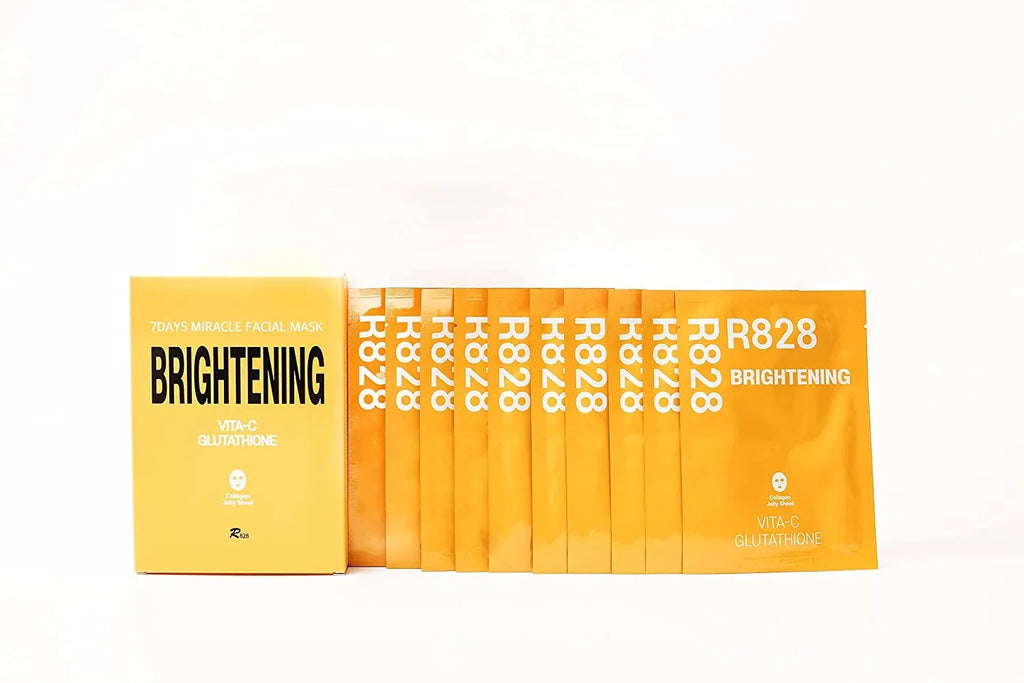 R828 10 Pack Brightening Face Mask Instant Lifting & Brightening Face with Glutathione and Vitamin C