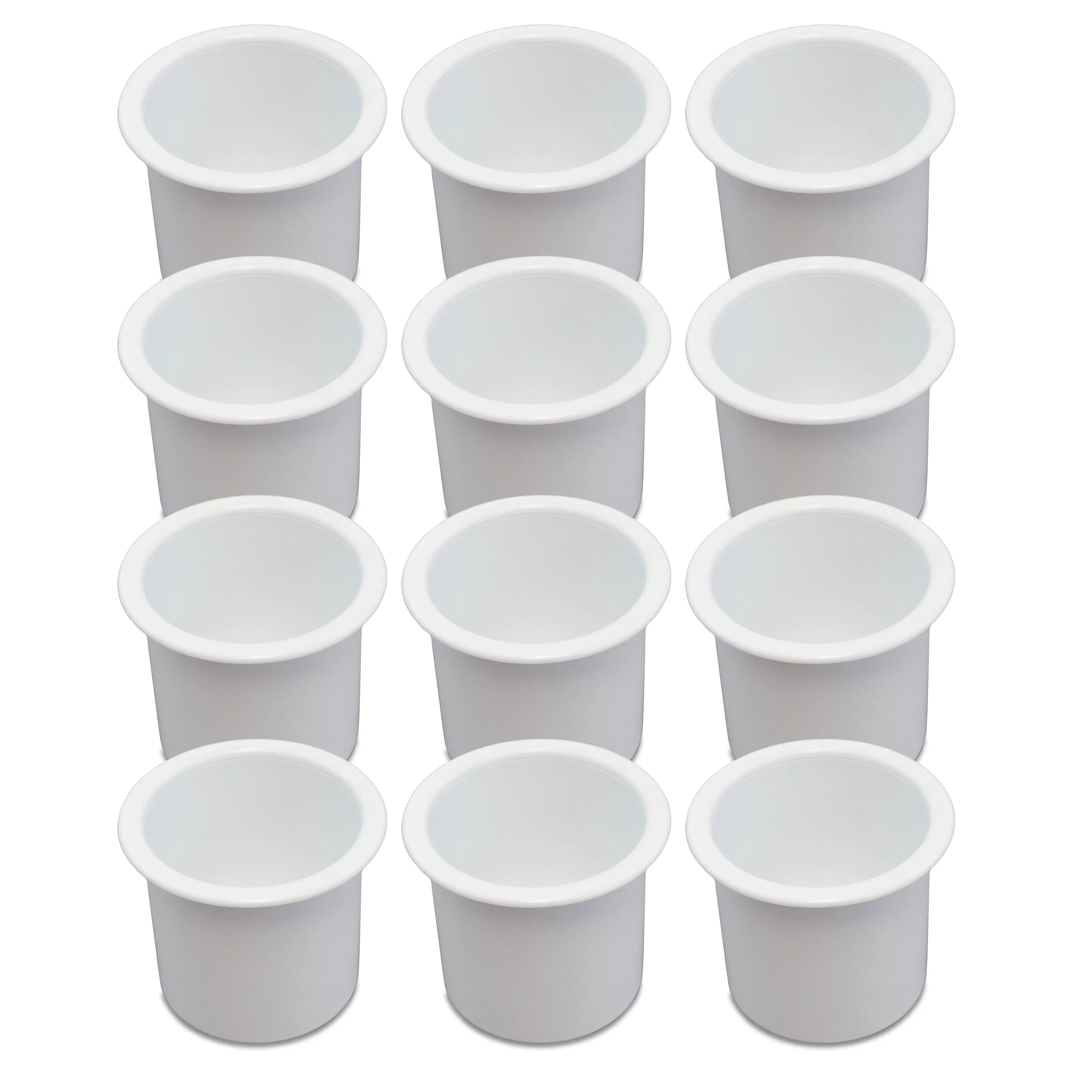 12 Cup Holder Plastic Pocket Recessed Drop In Insert Universal for Boat RV Car Truck Sofa Game Table Marine Pontoon Motorhome Camper White