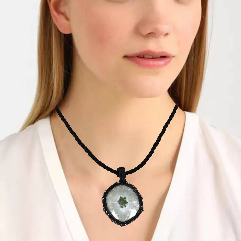 Solar Drusy Gemstone Holloween Gifted Jewelry Macrame Gift For Her Necklace