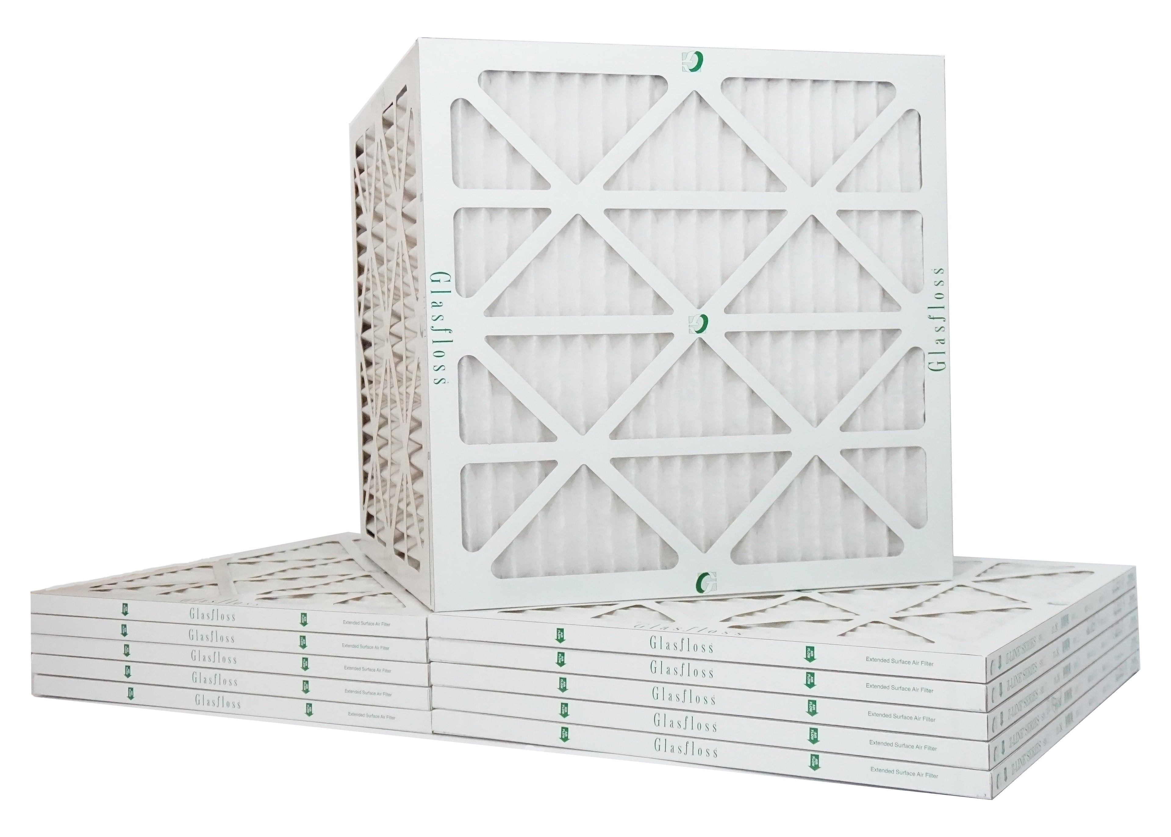 Glasfloss 18x20x1 - MERV 10 -Qty:12 - Furnace Air Filter - Made in USA (Actual Size: 17.5 x 19.5x7/8 inch)