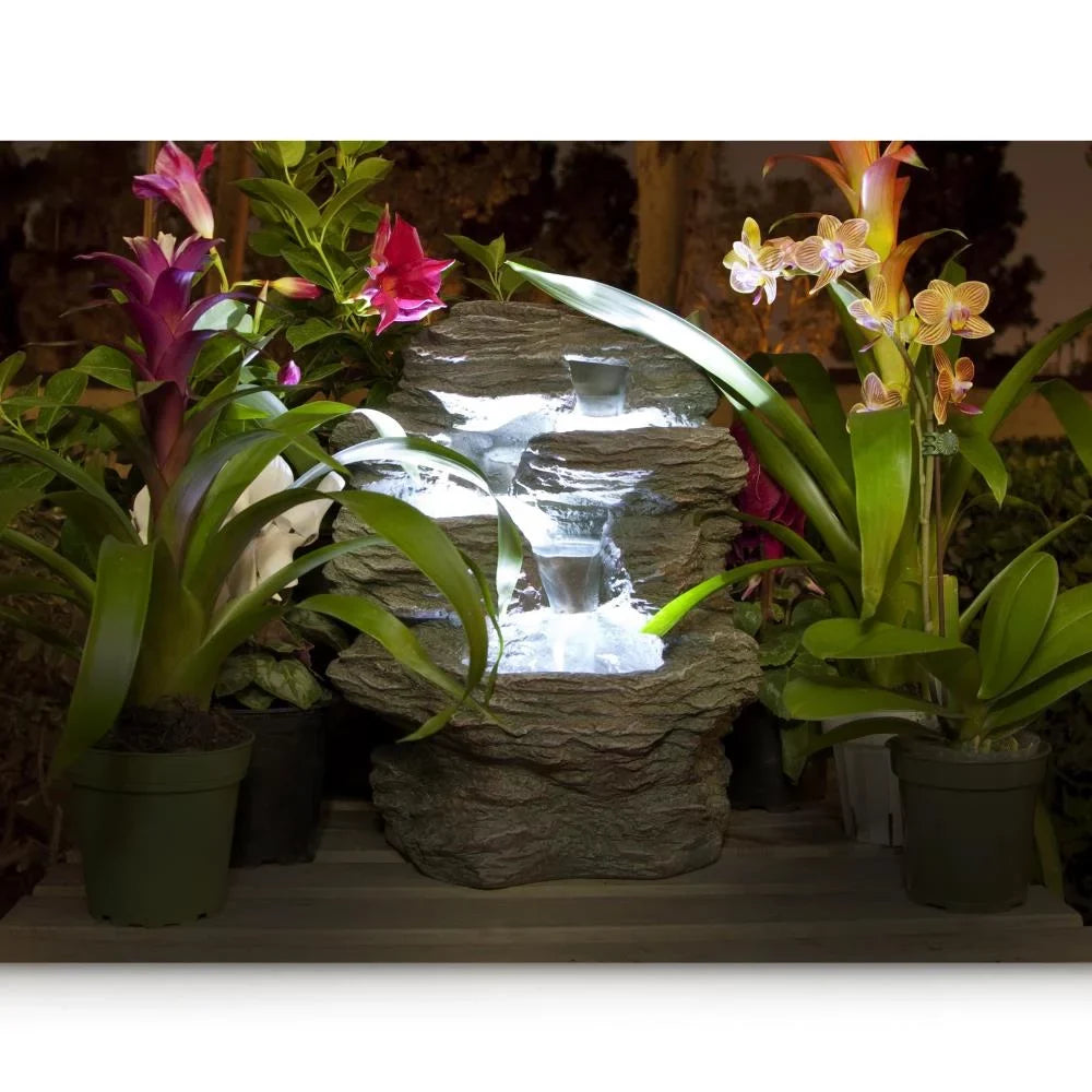 Serene Life SLTWF15LED - Water Fountain - Relaxing Tabletop Water Feature Decoration
