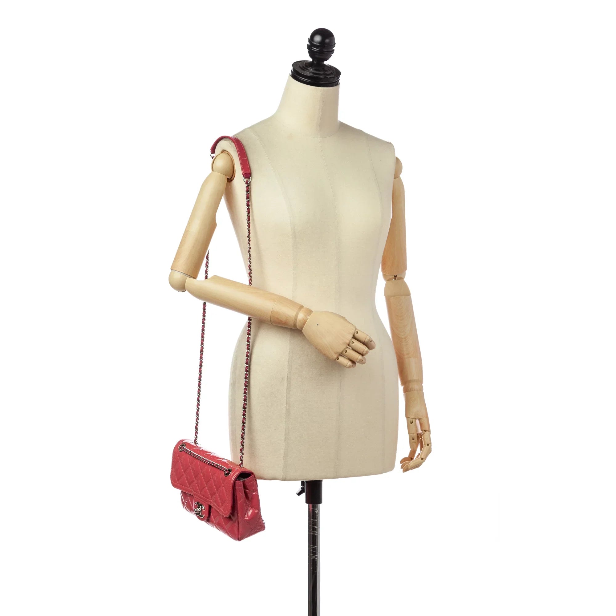 Pre-Owned Chanel Small Coco Shine Flap Bag Patent Leather Red Crossbody Bag Women (Good)