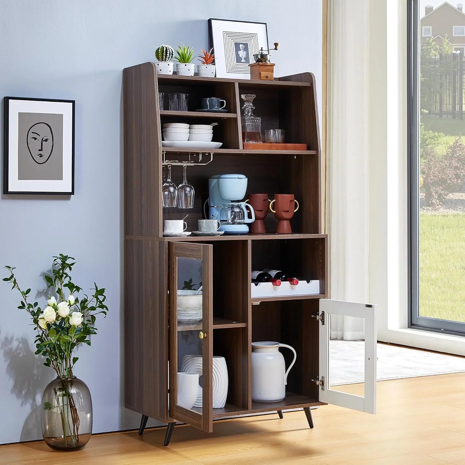 TJUNBOLIFE Locker  Wine Rack Locker  Cabinet Locker Multifunctional Cabinet Kitchen Cabinet Dining Room Cabinet with  Mix of Cabinets and Shelves for Home Bedroom Living Room