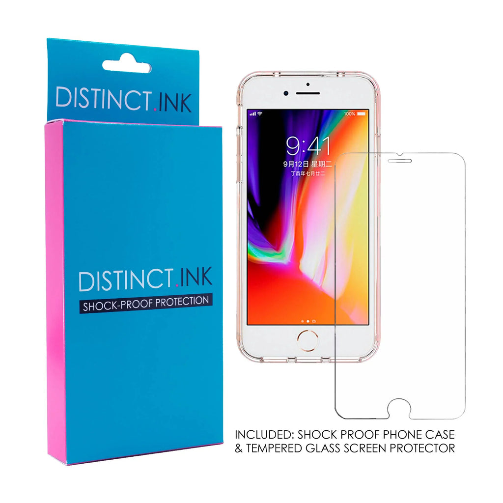 DistinctInk Clear Shockproof Hybrid Case for iPhone 7 PLUS / 8 PLUS (5.5" Screen) TPU Bumper Acrylic Back Tempered Glass Screen Protector - I Go Deep & Wet Wearing My Rubber Scuba Diving