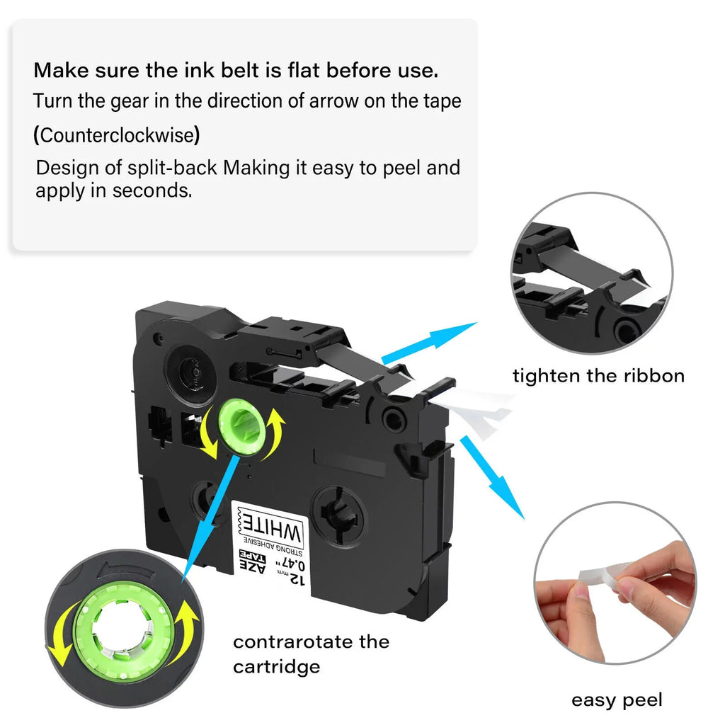 GREENCYCLE 40PK Compatible for Brother P-interactive Black on White 12mm TZ TZe TZe-S231 TZ-S231 TZe-231 TZ-231 Extra Strength Laminated Label Tape