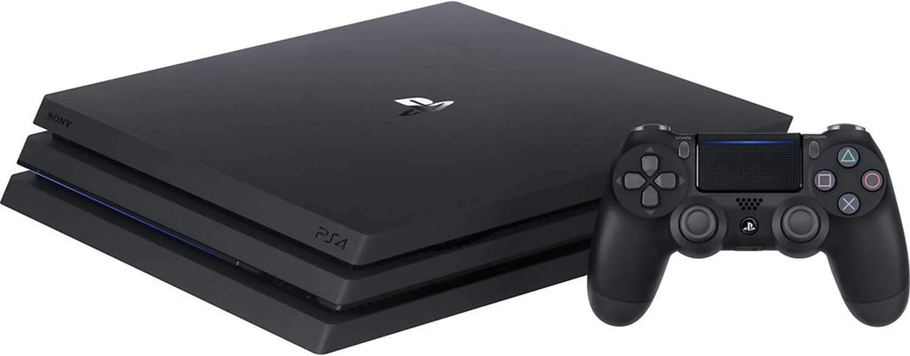 PlayStation 4 Pro 1TB Gaming Console Black HDMI Cable 2 Controller With BOLT AXTION Cleaning Kit Bundle Like New