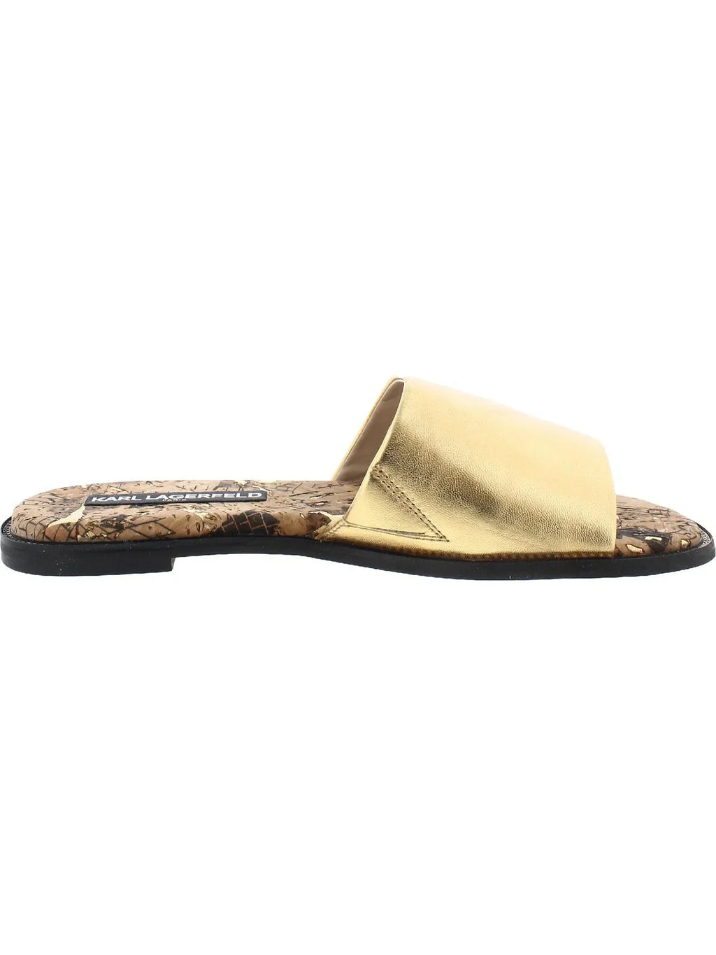 Karl Lagerfeld Paris Womens Gloria Leather Cork FLatitude Sandals