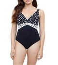Profile by Gottex Women's V Neck One Piece Swimsuit Black Size 42