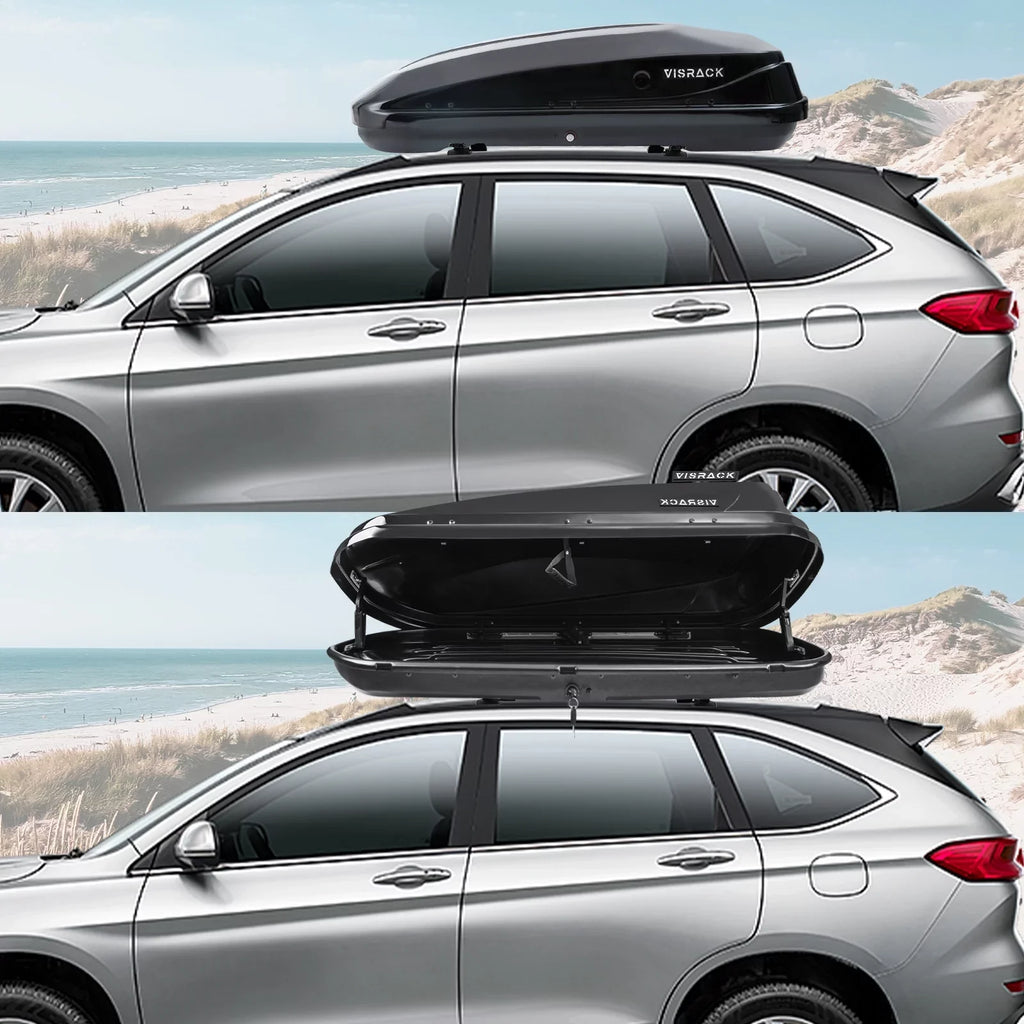 Large Rooftop Cargo Carrier Hard Shell Rooftop Cargo Box with Double 2 Locks, 14 ft³ Waterproof Cargo Box for SUV Rooftop 56.3" L x 30.3" W x 13.8" H, Black