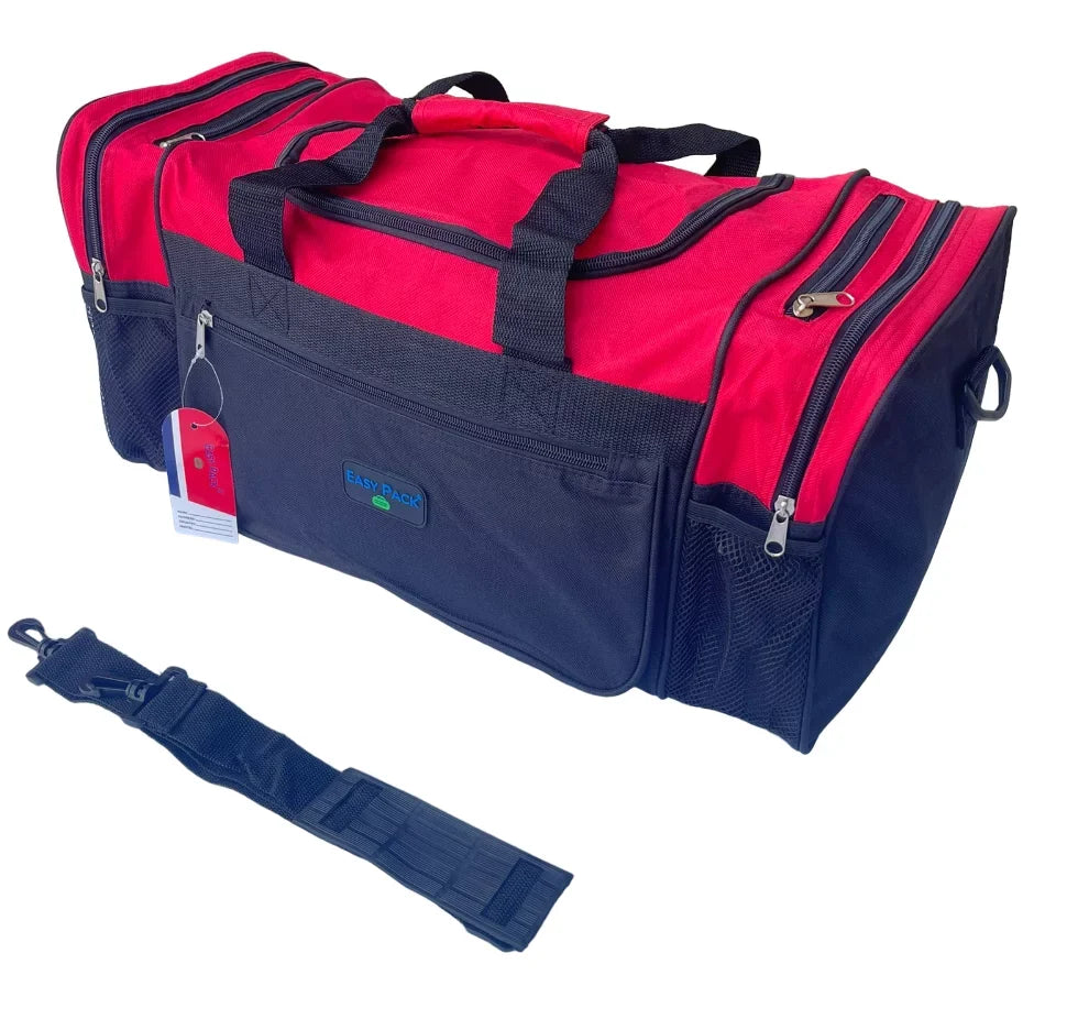 Rolling Duffel Bags 2x 28" Large Adjustable 60 Lb Capacity each with Wheels + Shoulder 20" Duffle Bag Set, Upright Rolling Travel Duffle Bag with Multi Pockets Lightweight Luggage (Red)