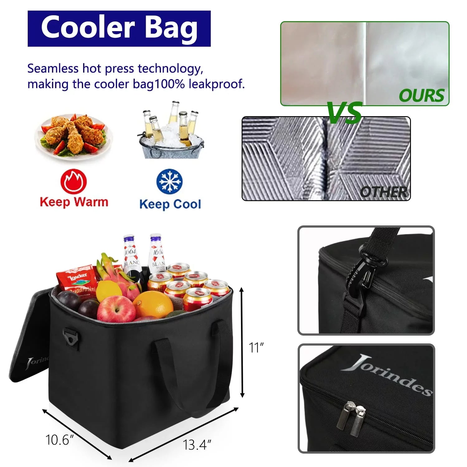 Trunk Organizer for Car with InsuLatitudeed Leak proof Cooler Bag, Collapsible Waterproof Car Organizer 3 Compartments Suitable for Vehicle Sedan, Suv, Truck,Van
