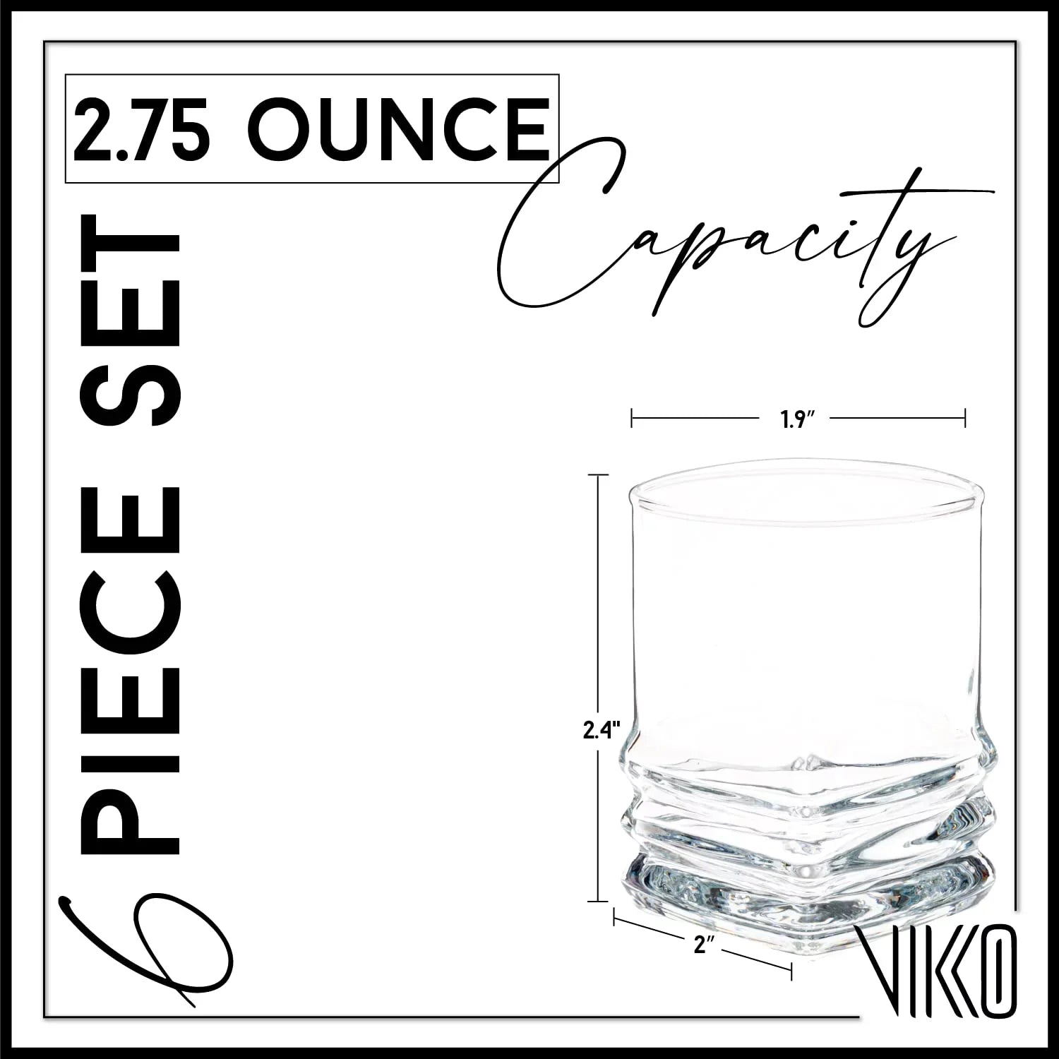 Vikko 1.9 Ounce Shot Glasses, Set of 6 Small Liquor and Spirit Glasses, Durable Tequila Bar Glasses For Alcohol and Espresso Shots, 6 Piece Mini Shooter Glass Set (Chile)