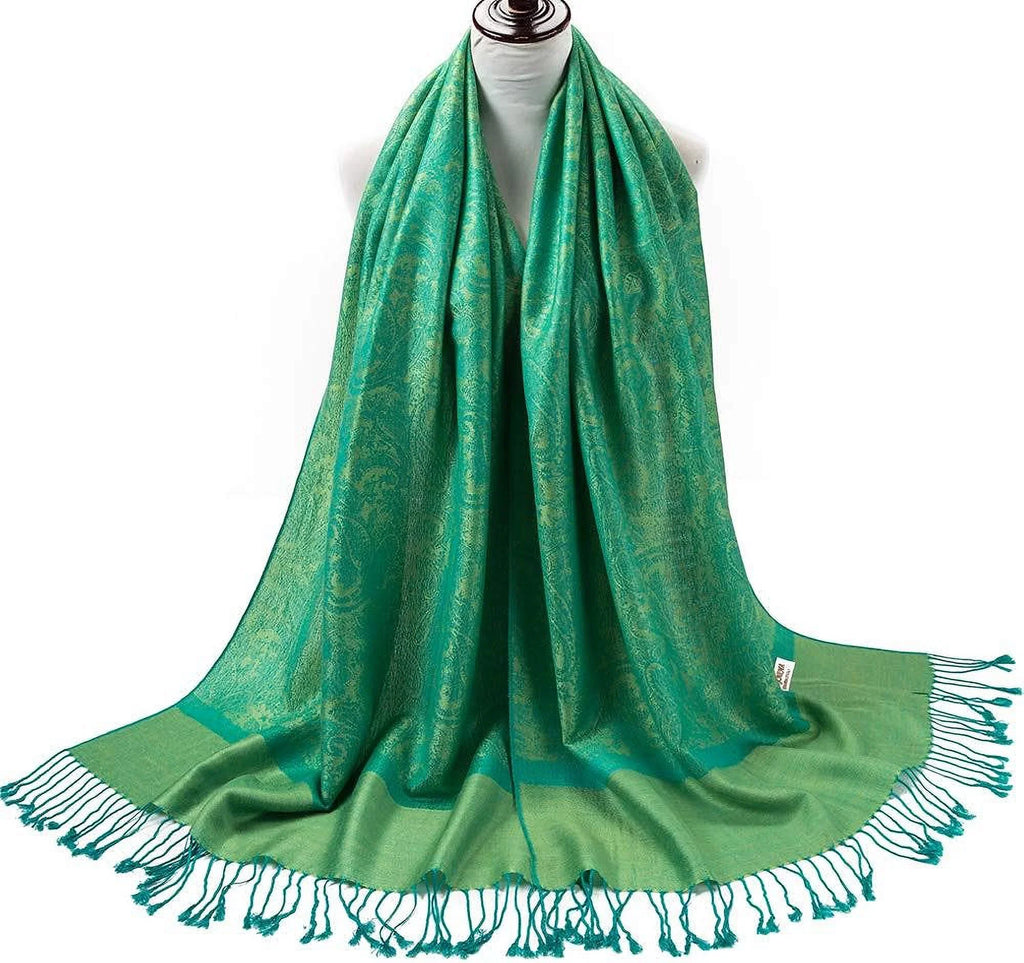 Becolored Paisley Pashmina Silk Scarf Shawl Jacquard Cashmere Wrap Stole Two Tones Reversible