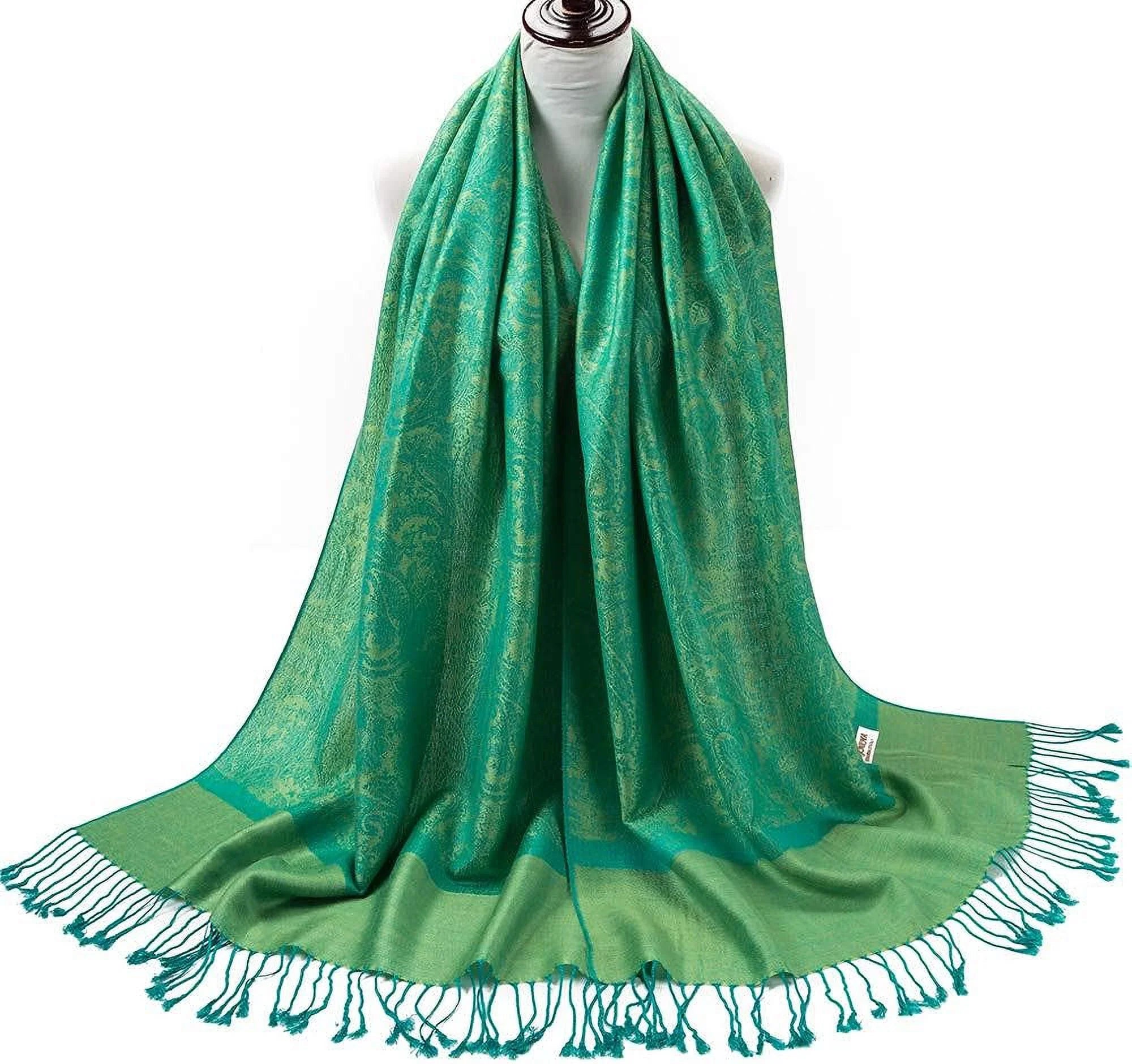 Becolored Paisley Pashmina Silk Scarf Shawl Jacquard Cashmere Wrap Stole Two Tones Reversible