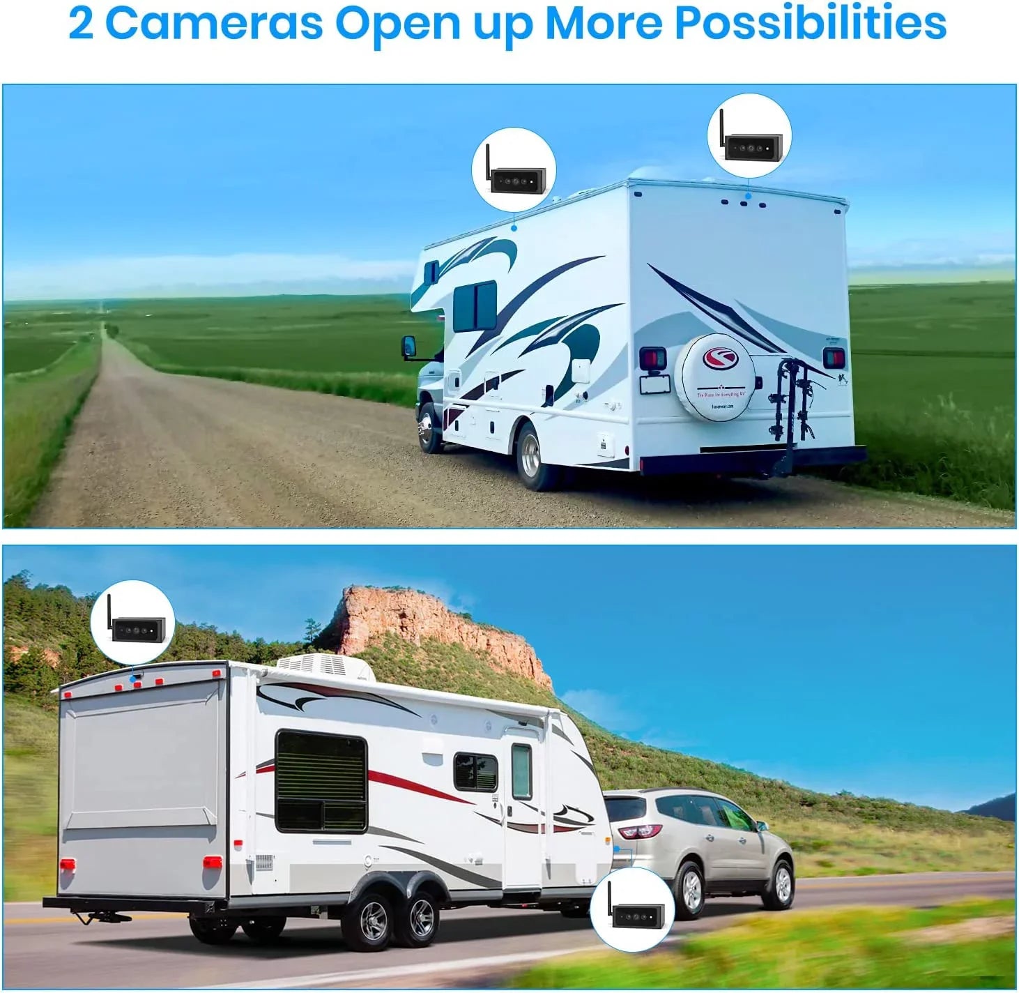 AUTO-VOX 1080P RV Backup Camera Wireless for Solar4 Only,No Wires InstalLatitudeion Rear View Camara , IR Night Vision Back up Camera for Car/Truck