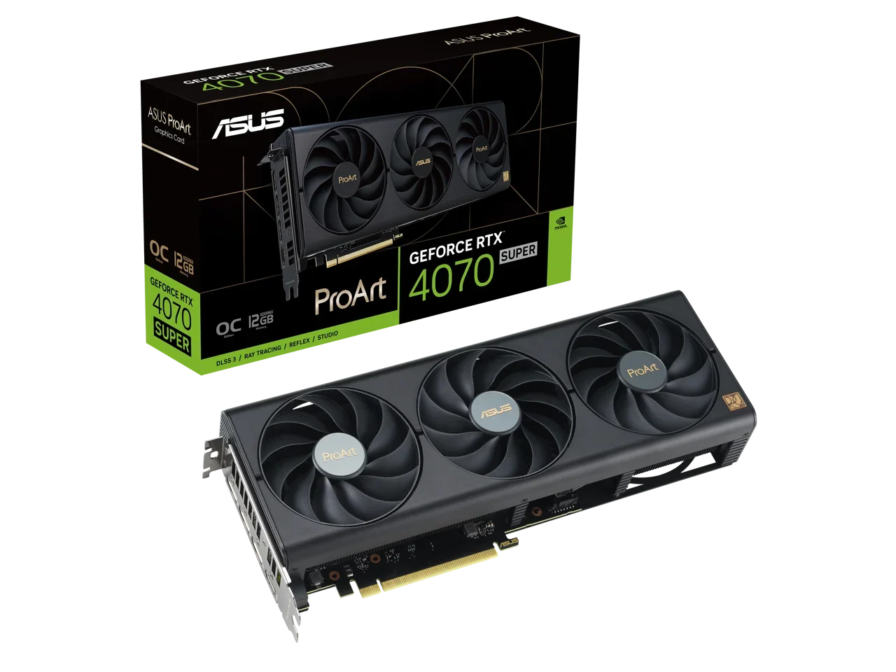 ASUS ProArt GeForce RTX 4070 SUPER OC Edition Graphics Card (PCIe 4.0, 12GB GDDR6X, DLSS 3, HDMI 2.1a, DisplayPort 1.4a) PROART-RTX4070S-O12G