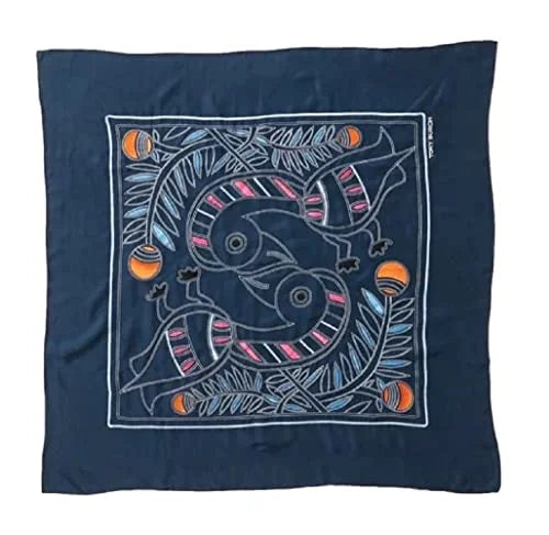 Women Embroidered Toucan Square Scarf OS