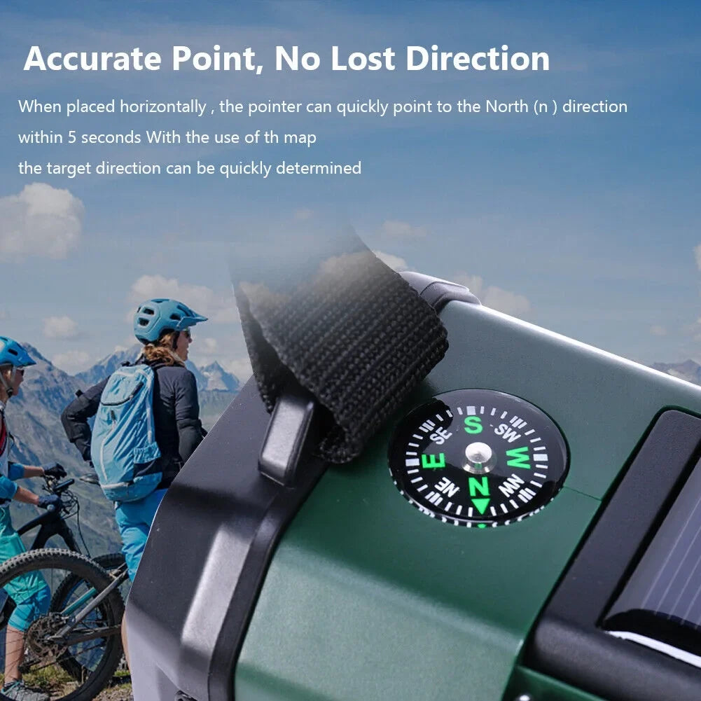 10000mAh Emergency Solar Hand Crank Weather Radio Power Bank Charger with Flashlight