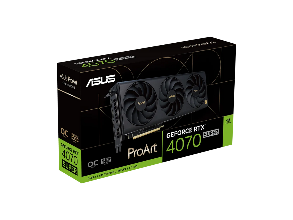 ASUS ProArt GeForce RTX 4070 SUPER OC Edition Graphics Card (PCIe 4.0, 12GB GDDR6X, DLSS 3, HDMI 2.1a, DisplayPort 1.4a) PROART-RTX4070S-O12G