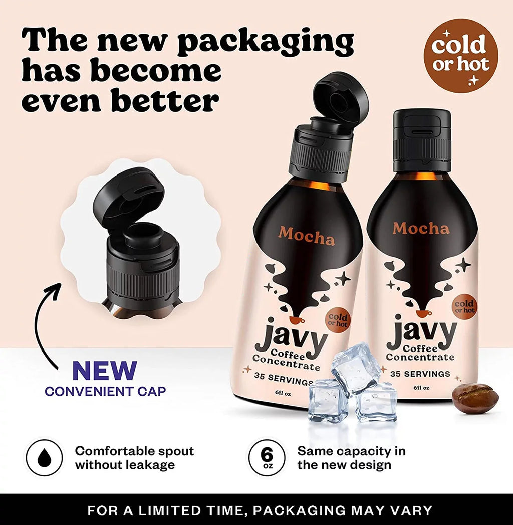 Javy Cold Brew Coffee Concentrate Bundle, 2 Flavor Original & Mocha Coffee Variety Pack, Ice & Cold Coffee Drinks in Seconds, Coffee gifts, 12 ounces
