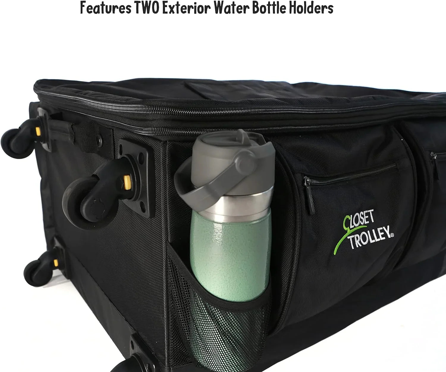 YFbiubiulife Collapsible Rolling Dance Bag w/No-Lean Garment Rack - BLACK