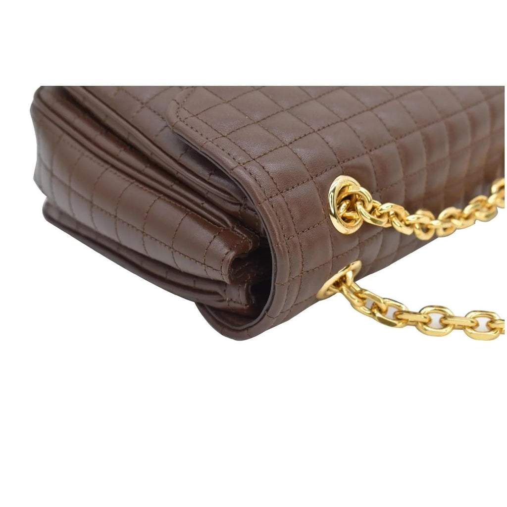 Pre-owned CELINE Medium C Quilted Leather Crossbody Bag Khaki