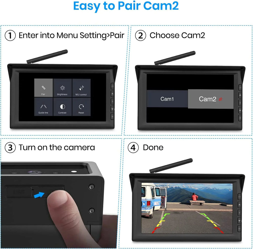 AUTO-VOX 1080P RV Backup Camera Wireless for Solar4 Only,No Wires InstalLatitudeion Rear View Camara , IR Night Vision Back up Camera for Car/Truck