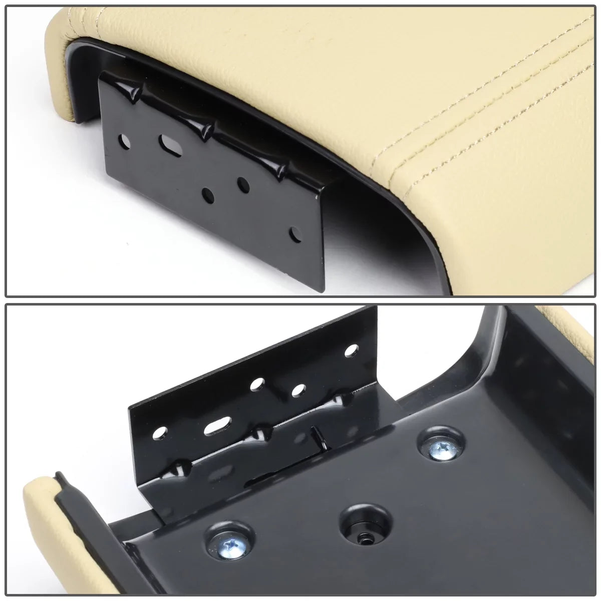 DNA Motoring ZTL-Y-0056 Leather Center Console Armrest Lid Assembly w/Latch For 2002-2009 Chevy Trailblazer GMC Envoy Buick Rainier [Tan] 03 04 05 06 07 08