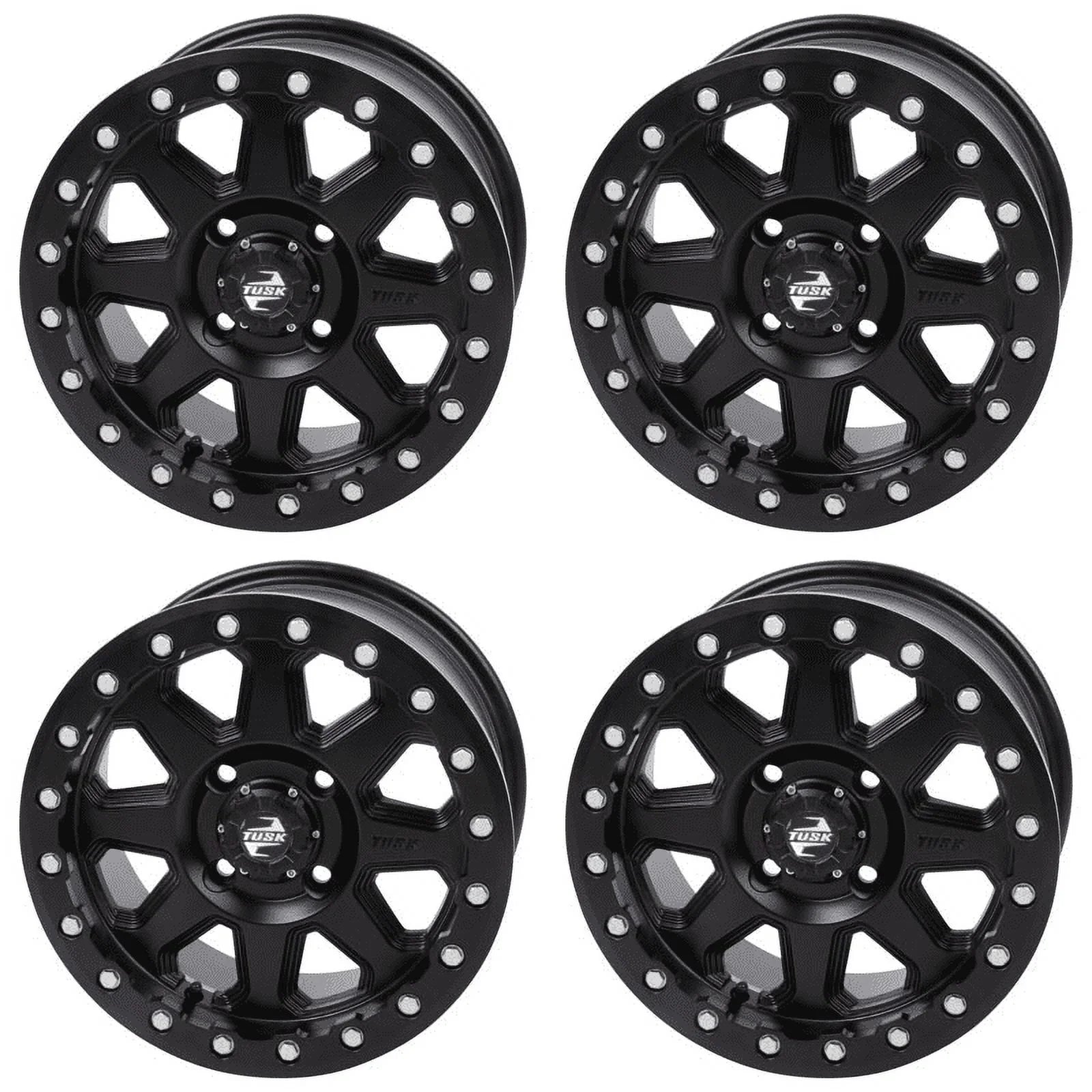 (4 Pack) 4/137 Tusk Uinta Beadlock Wheel 15X7 4.0 + 3.0 Matte Black For Can-Am Defender Hd10 Pro Xt 2020-2023