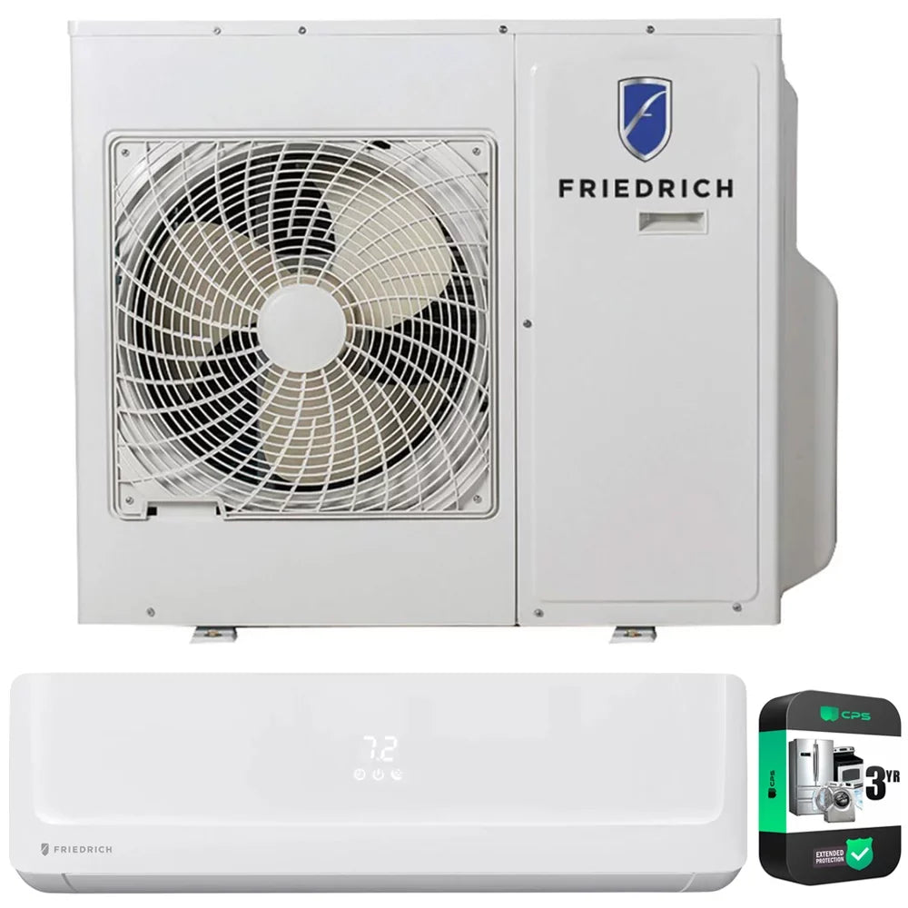 Friedrich FPHMR24A3A 24000 BTU Floating Air Pro Tri-Zone Mini Split Air Conditioner with Heat Pump Bundle with Indoor 12000 BTU Wall AC and Heating + 3 YR CPS Enhanced Protection Pack
