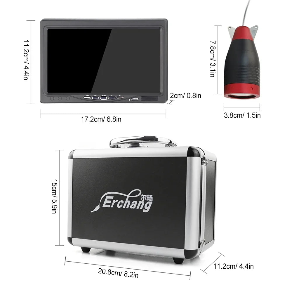 Erchang 7 Inch DVR Underwater Fishing Camera - Portable Video Fish Finder for Lake and Sea Fishing