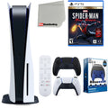 Playstation 5 Disc Version ( PS5 Disc) with Midnight Black Extra Controller, Media Remote, Spider-Man: Miles Morales Ultimate Launch Edition, Accessory Starter Kit and Cleaning Cloth Bundle