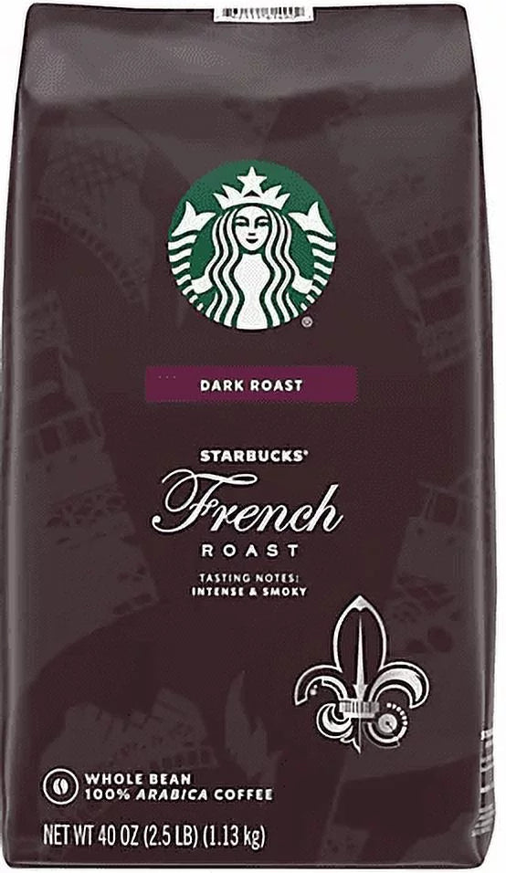 Starbucks French Roast Dark Roast Whole Bean Coffee, 1 Bag (40 Oz.)
