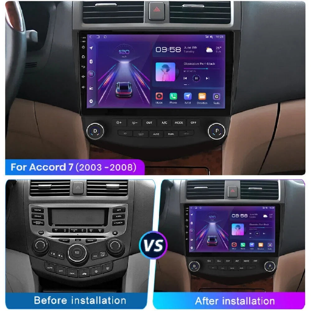 Carplay 2+32GB Android 12 Bluetooth Wifi Car Stereo Radio Head Unit GPS Navigation For 2003-2007 Honda Accord