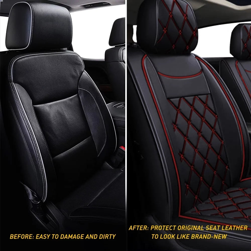 Car Seat Covers Full Set Silverado GMC Sierra Fit for 2007-2023 1500/2500 HD / 3500 HD Crew,Double,Extended Cab or Pickup Truck(Full Set, Black-Red)