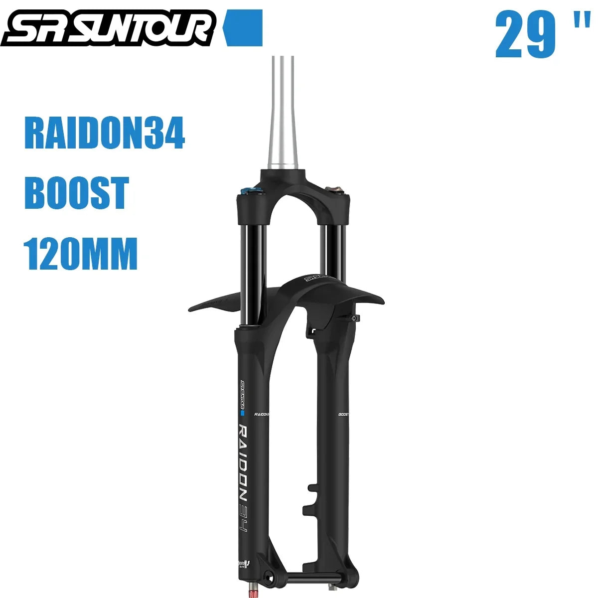 SR SUNTOUR RAIDON34 Bicycle Fork (BOOST: 110X15mm) Tapered 29" MTB Air Suspension (Manual) 120mm Travel