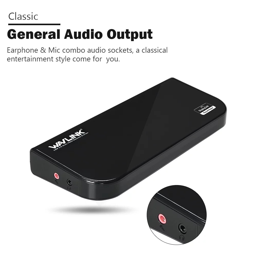 Wavlink USB 3.0 Universal Docking Station, Dual Video Monitor Display DVI & HDMI & VGA with Gigabit Ethernet, Audio, 6 USB Ports for Laptop, Ultrabook and PCs