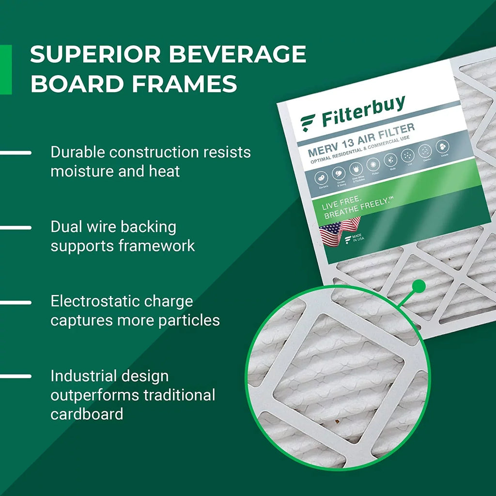 Filterbuy 12x24x1 MERV 13 Pleated HVAC AC Furnace Air Filters (2-Pack)