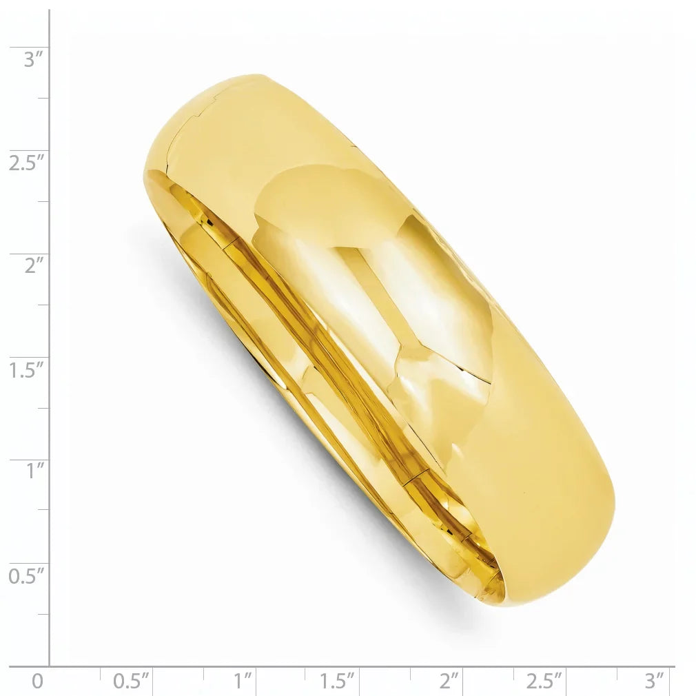 Finest Gold11-16O 14K Yellow Gold 0.687 mm Oversize High Polished Hinged Bangle Bracelet