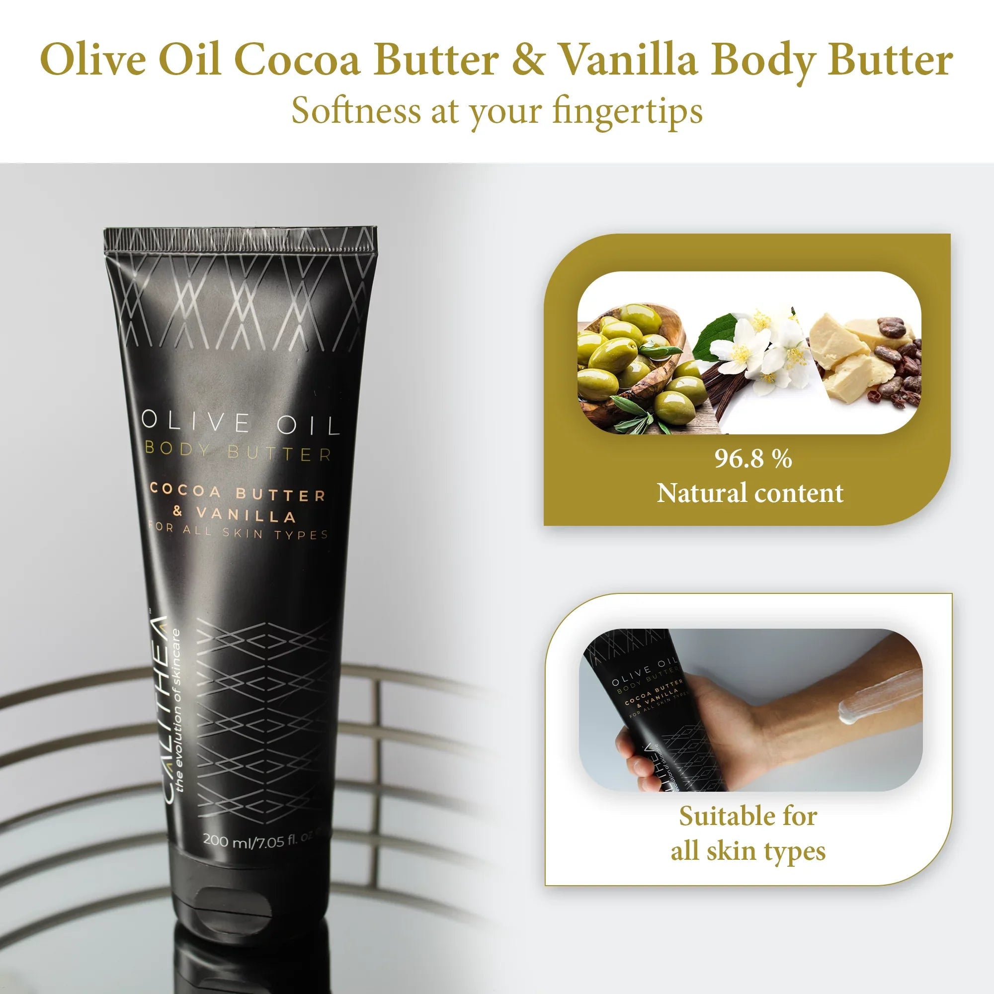 Calithea Natural Organic 3-Step Body Set with  100% Pure Olive Oil Soap