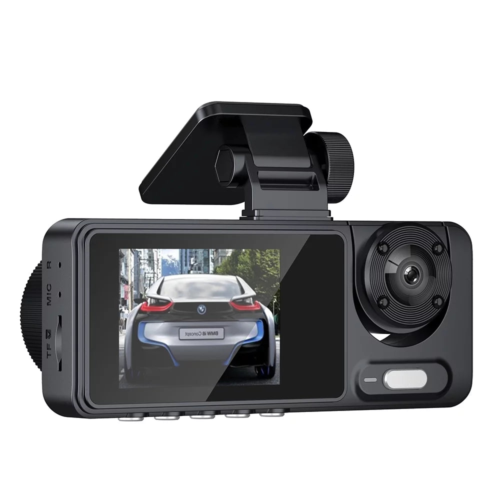 Andoer 3 Cameras Dash Cam Multi-Language Clear Car Rearview Mirror Car Video Recording Camcorder Wide Angle Car Camera Recorder Auto Safety Driving Recorder