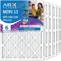 12x20x1 Air Filter MERV 13 Comparable to MPR 1500 - 2200 & FPR 9 Electrostatic Pleated Air Conditioner Filter 6 Pack HVAC AC Premium USA Made 12x20x1 Furnace Filters by AIRX FILTERS WICKED CLEAN AIR.