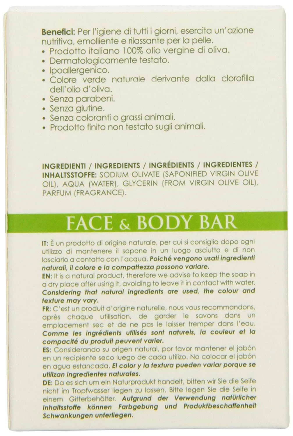 Olivella All Natural Vigin Olive Oil Face & Body Bar Soap, 5.29 oz, 4 Pack