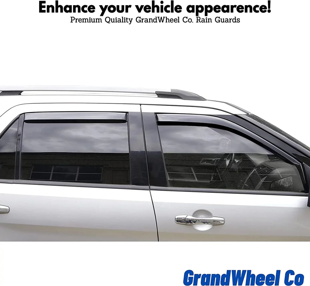 GrandWheel Co Smoke Tinted In-channel Side Window Vent Visor Deflectors Rain Guards Compatible with Toyota Tundra 2007-2021 Double Cab - 4pcs. GW0114
