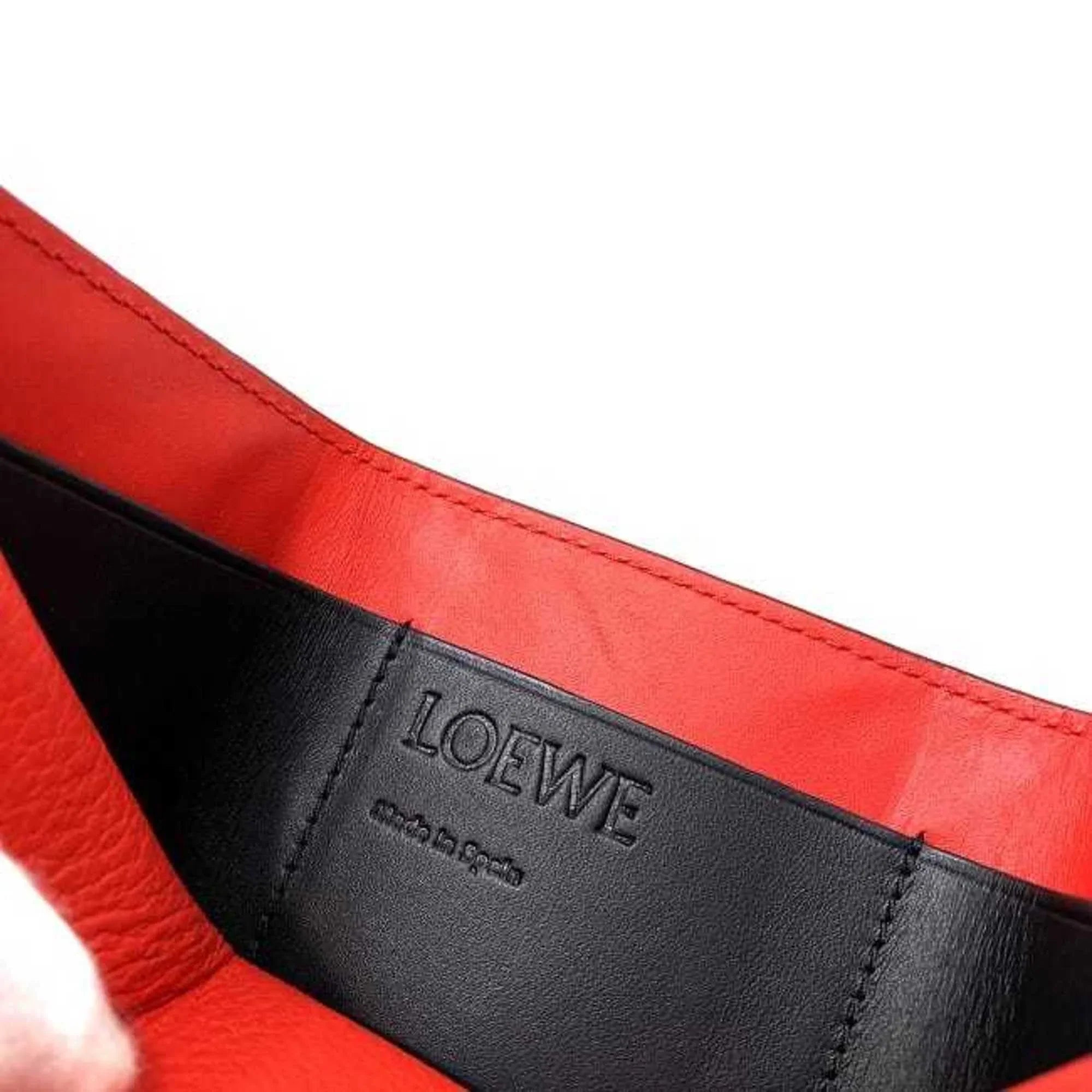 Pre-Owned Loewe trifold wallet red linen anagram leather grain LOEWE (Good)