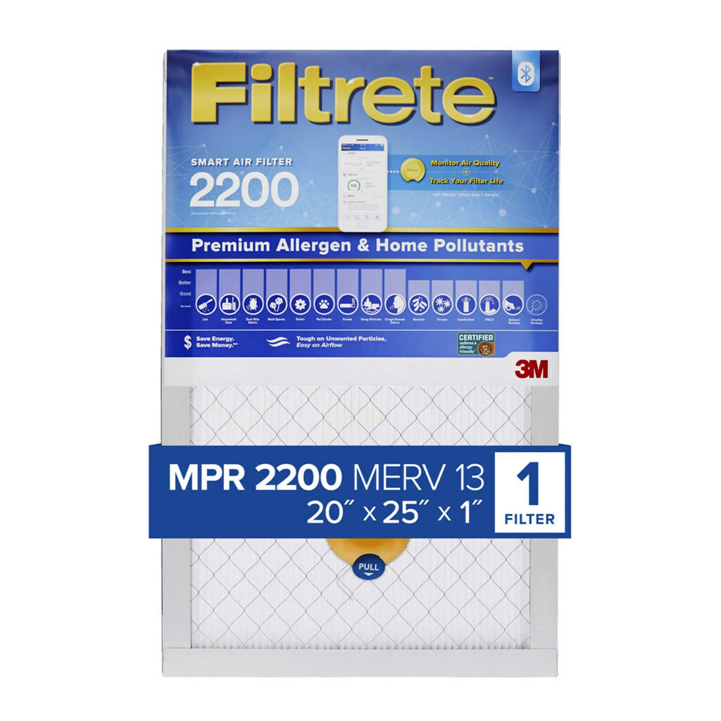 Filtrete Smart 20 x 25 x 1 inch Premium Allergen & Home Pollutants HVAC Air and Furnace Filter, 2200 MPR, 1 Filter