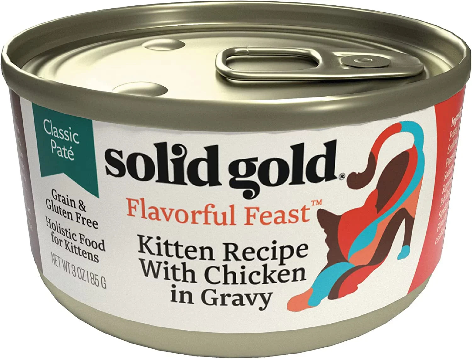 Solid Gold Wet Kitten Food Pate - Made with Real Chicken for Kittens - High Protein Grain Free Wet Cat Food for Healthy Digestion, Skin, Coat & Sensitive Stomach - 3oz (24 Count)